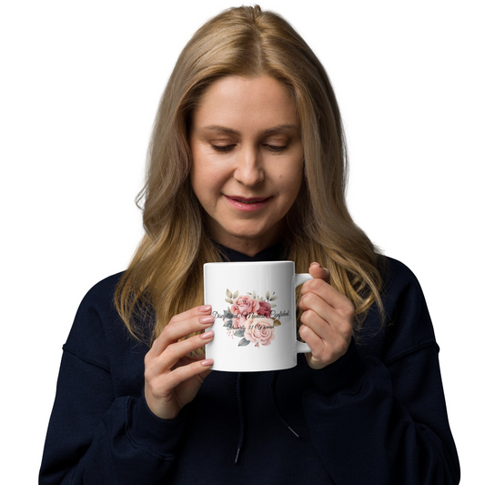 White Ceramic Mug Proverbs 31 Woman Christian Floral Cup